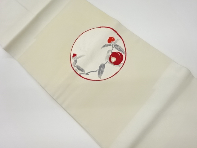 JAPANESE KIMONO / VINTAGE NAGOYA OBI / WOVEN FLOWER & ROUNDEL